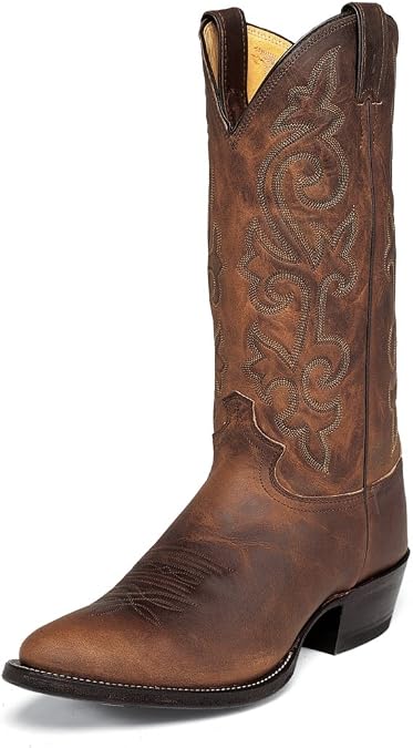 Justin Men's Bay Apache Leather Cowboy Boot Medium Toe Brown