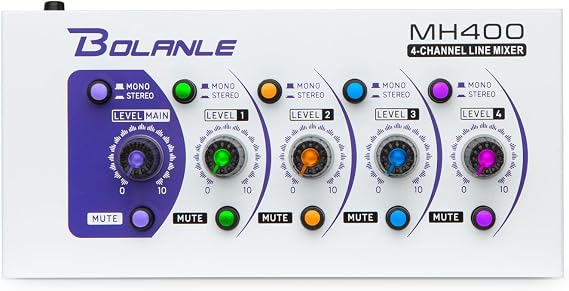 Bolanle MH400 4-Channel Stereo Line Mixer for Synths and Keyboards