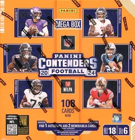 2024 Panini Contenders Football EXCLUSIVE HUGE Factory Sealed MEGA Box with (3) AUTOGRAPHS or MEMORAILIA & (12) INSERTS or PARALLELS! Look for Rookies of Jayden Daniels, Bo Nix, Caleb Williams & More!