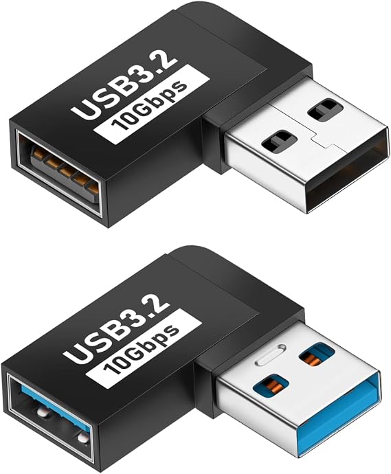 UCEC 90 Degree USB Adapter USB Right Angle Adapter Male to Female