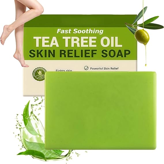 Tea Tree Soap - Tea Tree Oil for Healthy Skin, Natural Foot & Body Herbal Soap, Plant-Based Formula, Odor Control, Daily Refreshing Cleanse, 1PCS