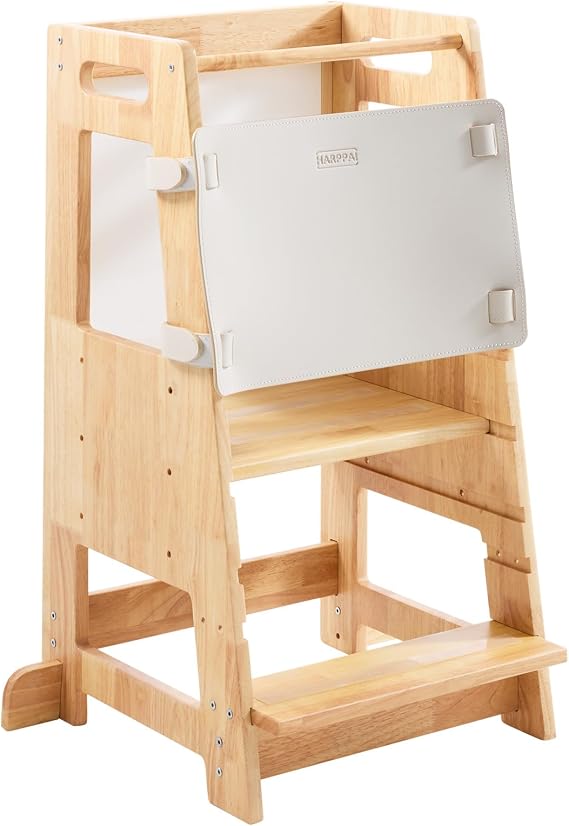 HARPPA Nordo Toddler Tower with Chalkboard,Kitchen Learning Helper, Natural