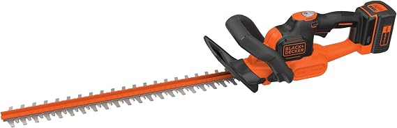 BLACK+DECKER 40V MAX Cordless Hedge Trimmer, 24-Inch Brush Trimmer with Battery and Charger (LHT341FF)
