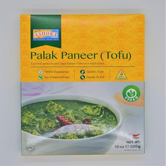 Ashoka Palak Paneer - (curried spinach and soya paneer tofu in a mild sauce) - 280g
