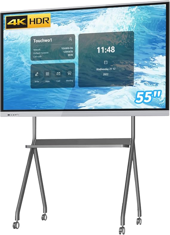 55" Touchscreen Monitor, 4K Electronic Whiteboard, Android 11, RAM 4GB + ROM 32GB, Digital Signage Display for Office, Classroom, Conference
