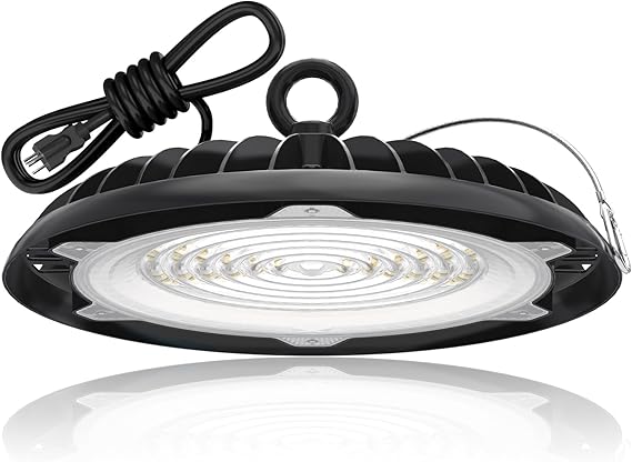 HYPERLITE UFO LED High Bay Light: 150W 19500LM High Bay LED Shop Lights with 6ft Plug - 6000K IP65 LED Warehouse Lights for Workshop Stadium Garage Lighting 1-Pack