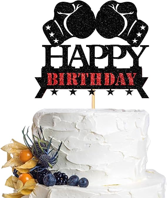 Boxing Happy Birthday Cake Topper-Boxing Sports Themed Party Decor