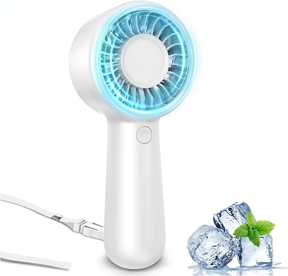 Portable Handheld Fan Personal Small Turbo Hand Fan Powerful, Cooling, Lanyard, USB Rechargeable, 5 Speeds, Makeup, Gifts for Women Men, Kid, Mom, Hot Summer, Travel, Sports, Wedding Use