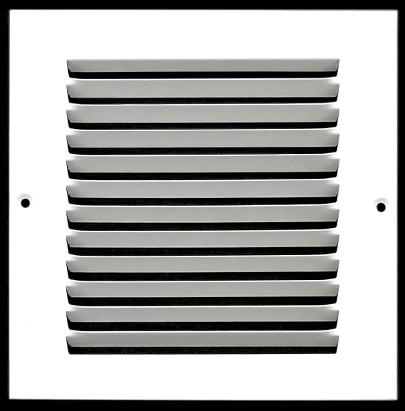 HVAC Premium 8'' x 8'' [Duct Opening] Flat Stamped Steel Return Air Grille - Sidewall and Ceiling - HVAC Vent Duct Cover - White [Outer Dimensions: 9.75''w X 9.75''h]
