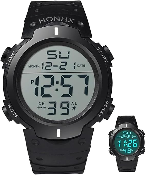 Referee Multifunctional Watch Stopwatch Wristband, Watch for Men, Women, Students for Running Outdoor Alarm Clock/Timer LED Backlight (Black)