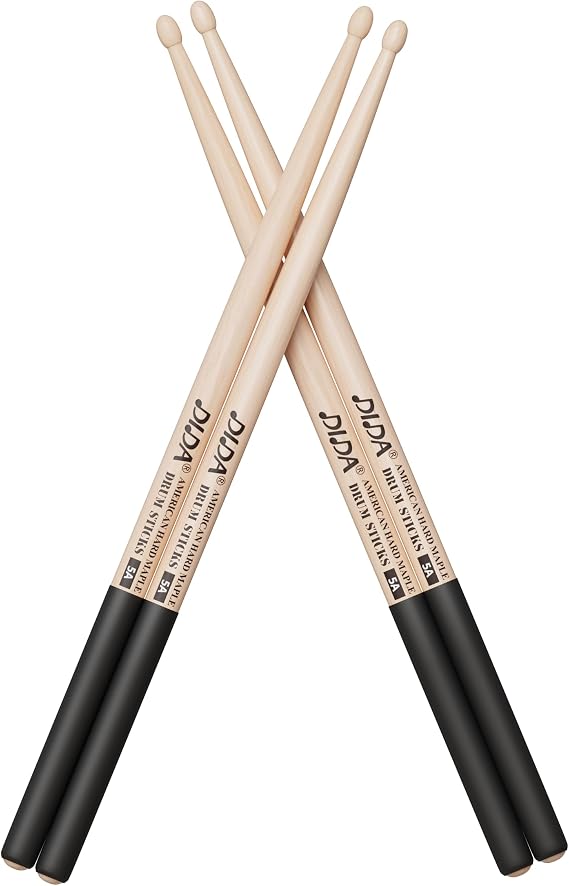 Drumsticks for Drums, American Hard Maple Drumsticks, Drumsticks with ANTI-SLIP Handle, Drum Stick for Electronic Drums Set, Drum Prastic Pad, Professional Drumsticks (2 Pairs, 5A)