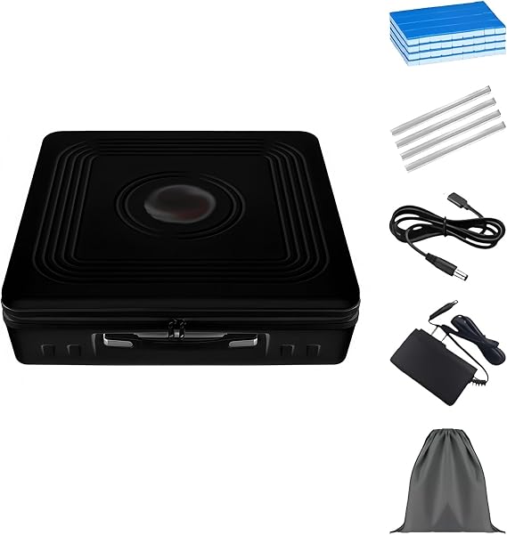 Mini Black Portable Mahjong Table Outdoor Automatic Card Game Machine with Accessory for Picnics Trips Gatherings(Style 1)