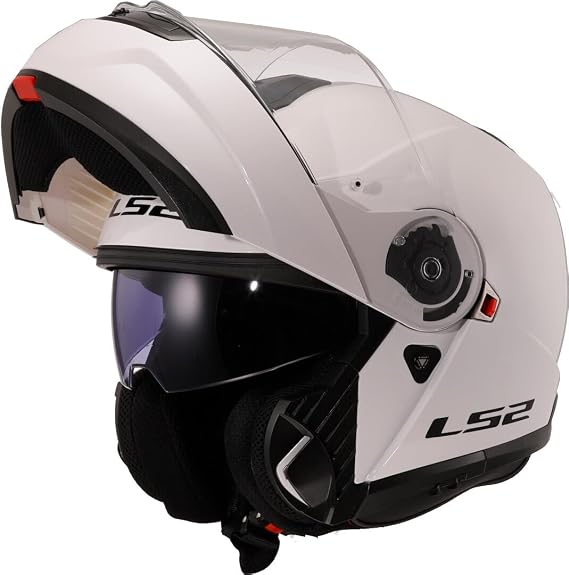 LS2 klapphelme motorrad STROBE II gloss white L