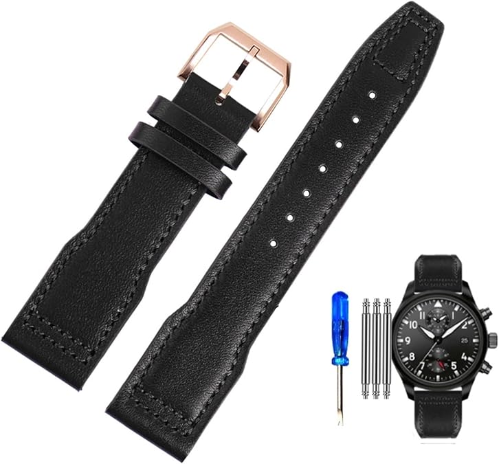 KLVN Genuine Leather Watch Strap for IWC Pilots Little Prince Male Mark 18 Big Fly Portugal Soft Comfortable Watchband 20mm Wristband