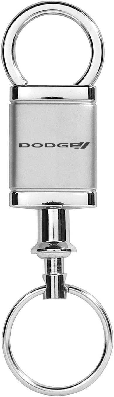 Dodge Stripes Logo Metal Satin Chrome Valet Pull Apart Key Chain Ring Fob