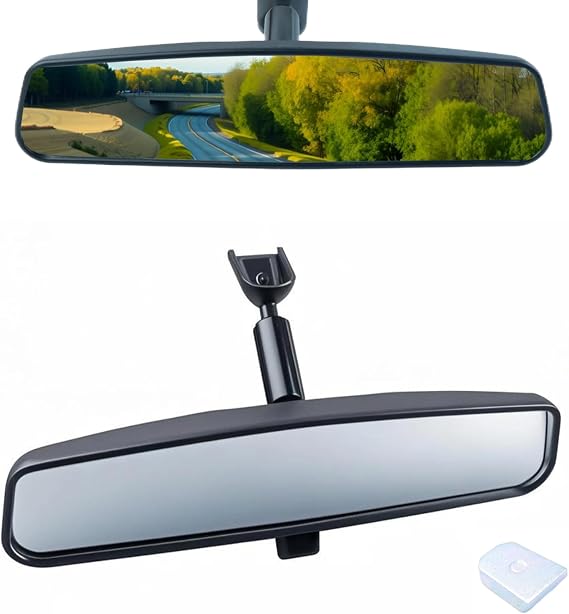 10.5" Interior Rear View Mirror Universal Car Rearview Mirror Anti-Glare | Wide Angle Car Rear View Mirror Replacement for Toyota Corolla Camry Chevrolet Ford Ranger Mustang GMC Jeep Ram Honda Civic