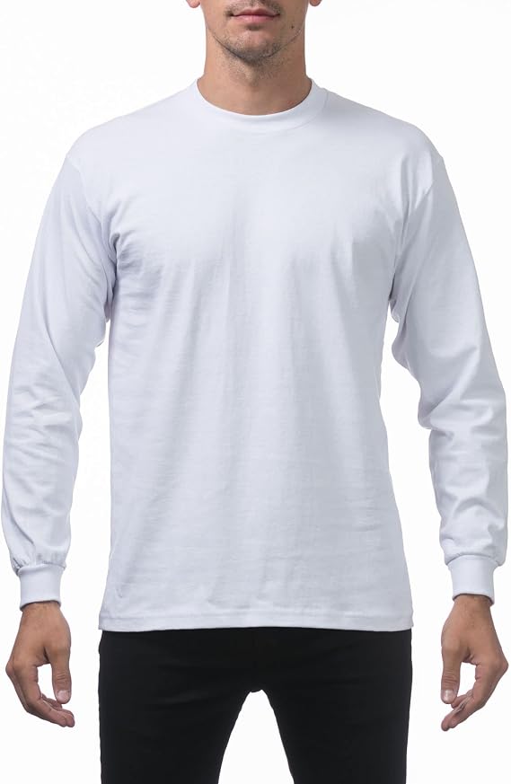 Pro Club Men's Heavyweight Cotton Long Sleeve Crew Neck T-Shirt