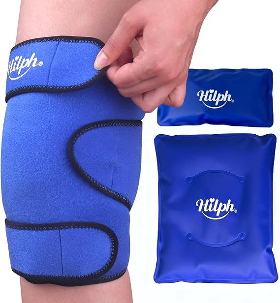 Hilph Knee Ice Pack Wrap for Knee Replacement Surgery with Washable Sleeves | Knee Brace with 2 Cold Pack, Hot Cold Therapy Relieves Arthritis, Bursitis, Meniscus Tear, Stiffness & Sports Injuries, Blue