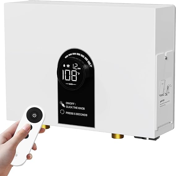 Electric Tankless Water Heater, 13KW 240V Instant Hot Water Heater for Point of Use and Endless Water with Temperature Display, Self-Modulation Protection and