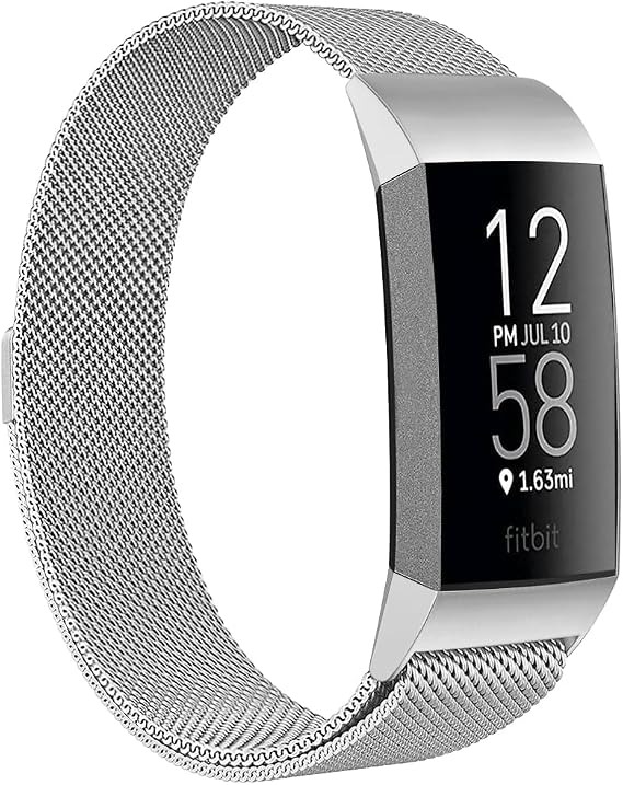 Metal Bands Compatible with Fitbit Charge 4/Charge 3/Charge 3 SE, Stainless Steel Mesh Band Replacement Accessories Bracelet Strap for Women Men, Silver Small