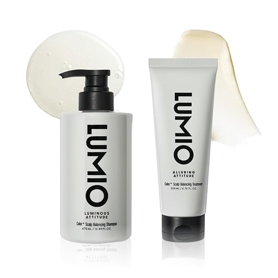 Lumio Color+Scalp Balancing Shampoo and Treatment Color Safe Deep Cleansing for Color-Treated Hair & Sensitive Scalp, K-Beauty, Professional Salon Formula, Sulfate-Free, Low-pH, 15.89 and 6.76 fl.oz