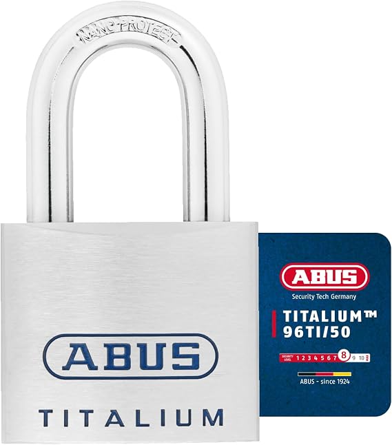 ABUS Padlock 96TI/50 Titalium - Security Level 8, Reversible Key, 50 mm
