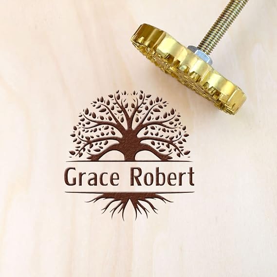 Custom Wood Branding Iron,DIY Logo Heat Stamp Including Brass Head and Wood Handle for Woodworking and Handcrafted Design (1")