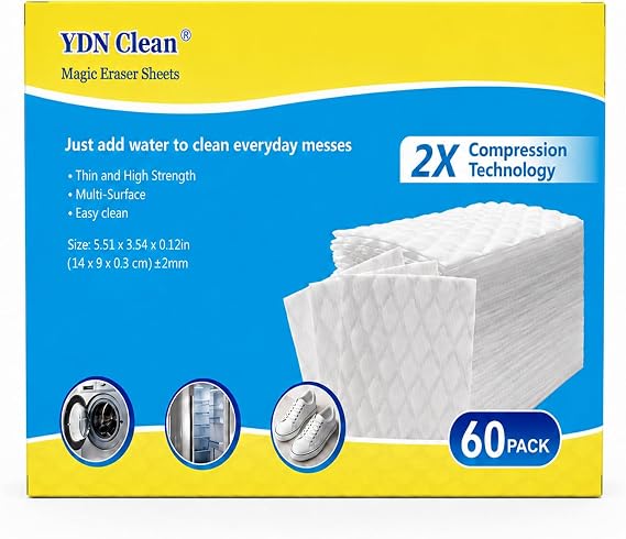 Magic Sponge Eraser Sheet, 2X Melamine Foam Cleaning Wipes Portable (60)
