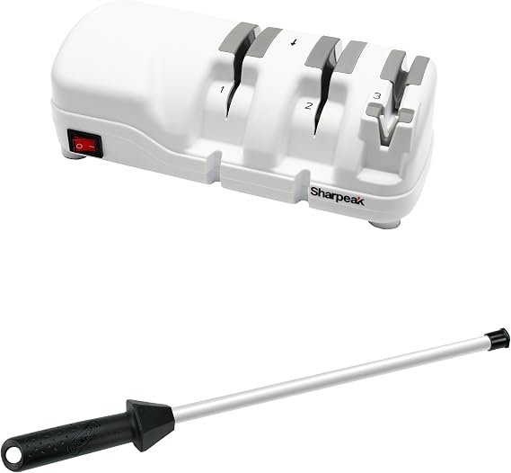 Knife Sharpening Essentials: Professional Electric Knife Sharpener & 12-inch Ceramic Sharpening Rod