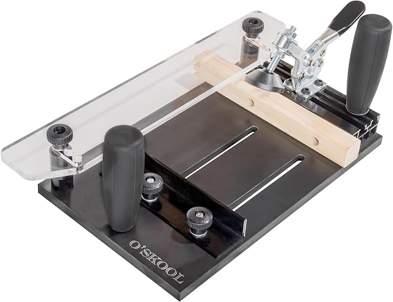 O'SKOOL Rail Coping Sled Router Table Jig, Fits 5-1/2" x 1-5/8"Stock | Phenolic Base, Toggle Clamp, Sacrificial Fence, Square End-Grain Cuts, Raised Panel Doors, Tenons, Mortises, RTA013
