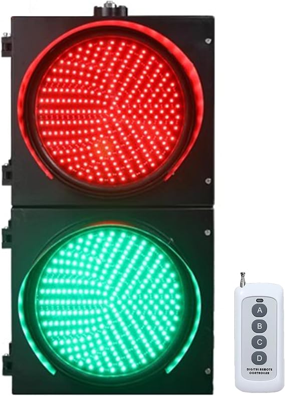 Stop Light, Red/Green Stop and Go Light, Traffic Signal Lamp, with Remote Control, PC Housing Waterproof, for Toll Station, Car Wash (20cm/8in)(30cm/12in)