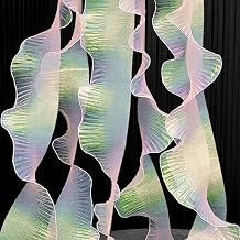 Newwiee 15 Yard Iridescent Ribbon Ruffle Trim Pleated Chiffon Organza Fabric Chiffon Ribbon Lace Fabric Trim for Wedding Sewing Dress Lanter Skirt Bag Decor Jellyfish Hat Costume Craft
