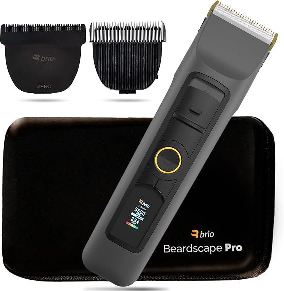 Brio Beardscape V2 Gray Bundled with Zero Blade, Body Blade & Pro Travel Case, Featuring Adjustable Ceramic Blade & Length Guards, a Complete Kit for All Your Grooming Needs