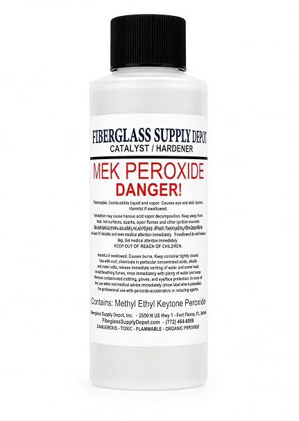 Fiberglass Supply Depot Clear Mek Peroxide Catalyst Hardener 4oz Bottle