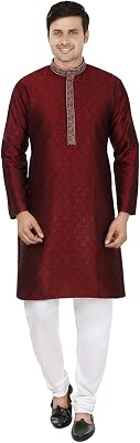 Maple Clothing Mens Kurta Pajama Poly Silk India Wedding Party Wear Apparel Guest Outfit