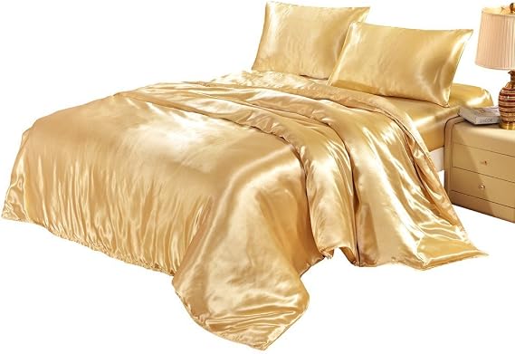 Solid Duvet Cover Set (Queen Gold)