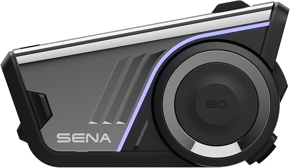 Sena 60S Motorcycle Communication System, Mesh Intercom, Bluetooth Intercom, 2nd Generation Sound by Harman Kardon, Supports Music, GPS, Calls, 4 Color Replacement Faceplate Included