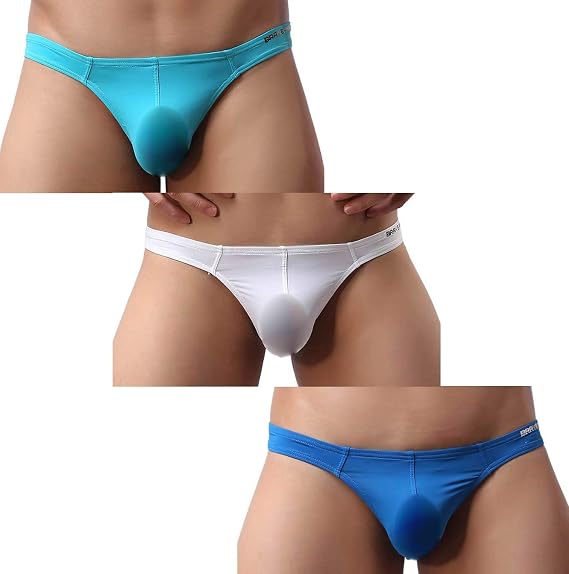 BRAVE PERSON Contracted Thong Shapewear G-string For Men Sexy Underwear T-back B1143 (S / 26 inch, SkyBlue/White/DarkBlue)