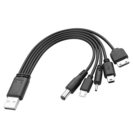 YAODHAOD 5 in 1 Multi Charging Cable, Short Universal USB Cable for Cell Phones Blutooth Earphone Speaker Adapter Cable,Travel Charge Power Cable