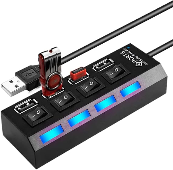 Powered USB Hub Multiport Data Transfer