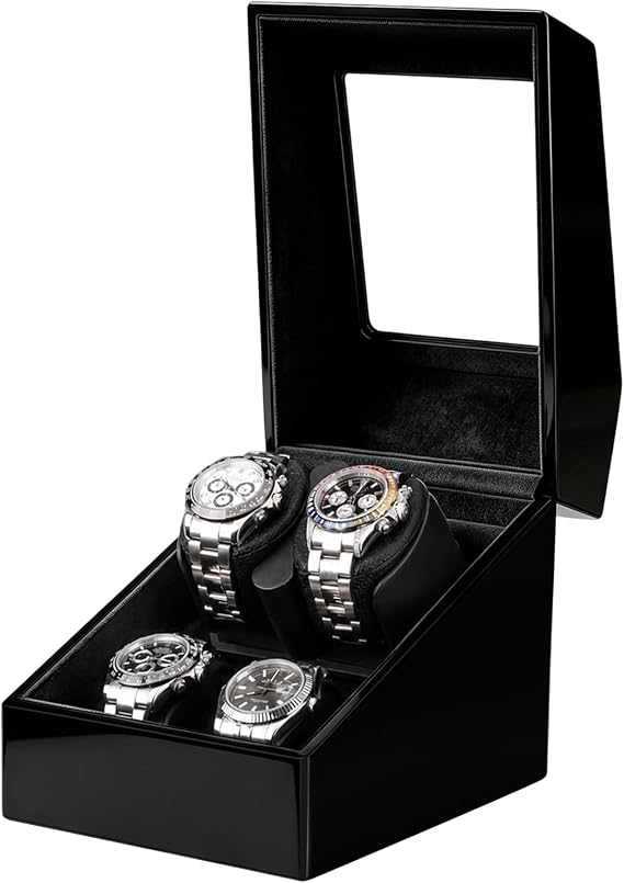 Watch Winder box for 2 Automatic Watches with Quiet Motor(Black)