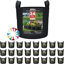 JERIA 24-Pack 7 Gallon Nonwoven Grow Bags, Plant Grow Bags,Heavy Duty Aeration Fabric Pots with Durable Handles, Come with 24 Pcs Plant Labels