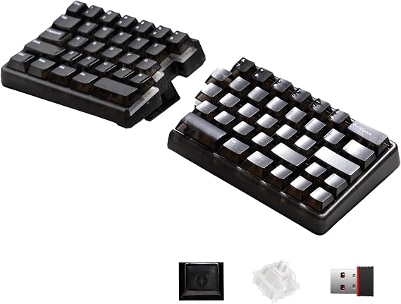 Lite Wireless Split Keyboard Mechanical - Linear Switches, RGB, Foam, Hot Swappable, Compact 60% Layout, PBT Keycaps Programmable for Mac & Windows Black