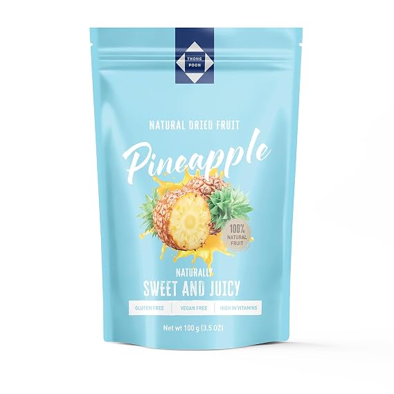 Natural Dried Pineapple Premium Quality, Naturally Sweet & Juicy, Soft & Chewy, Gluten-Free, Vegan, Healthy Snack Option, High in Vitamins, 3.5OZ (100gram) Authentic Taste of Thailand
