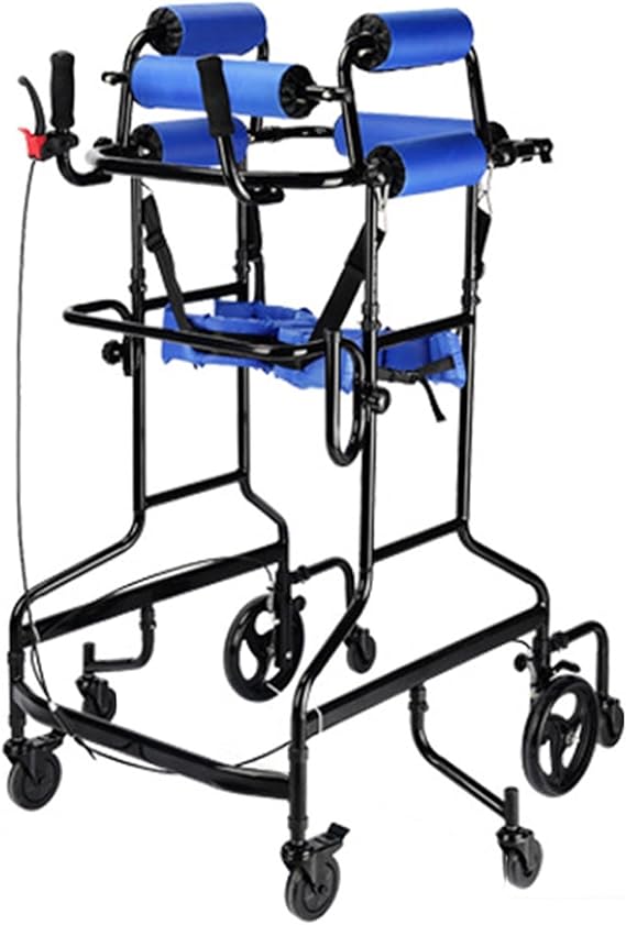 Walker Aid 8-Wheels for The Disabled Adult Walker for Seniors Hemiplegia Rehabilitation Standing Frame,Anti Recline, Anti-Rollover,Lower Limb Training,Adjustable Height(Men's Style)