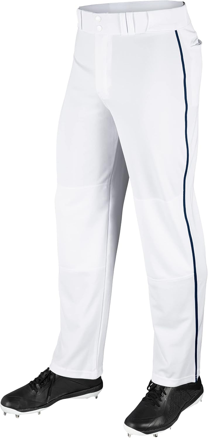 CHAMPRO mens Straight Open Bottom Baseball Pants, White, Navy, X-Large US