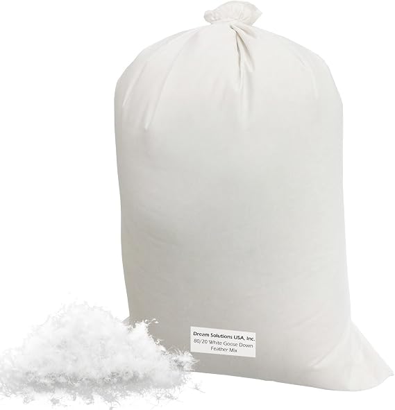 Dream Solutions USA Bulk Goose Down Filling 80/20 (3 lbs) 100% Natural White Down and Feather Fill Stuffing Comforters, Pillows, Cushions, Jackets Ultra Plush Hungarian Softness Brand