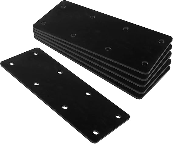 6 Pcs Black Flat Straight Mending Plate, 6-1/2" x 2-5/8" Steel Bracket
