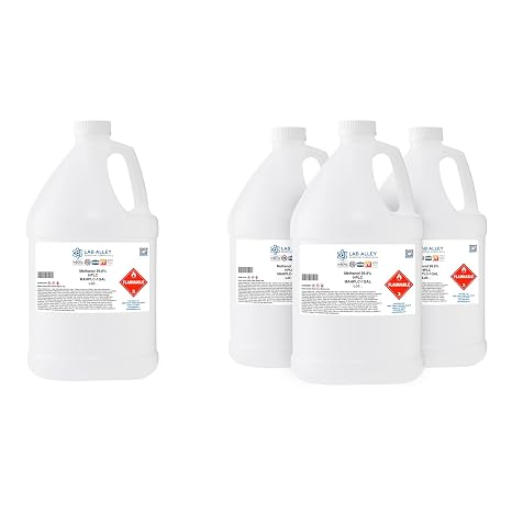 Lab Alley Methanol, HPLC Grade, 99% - 4 Gallons (Pack of 4 x 1 Gallon Bottles)