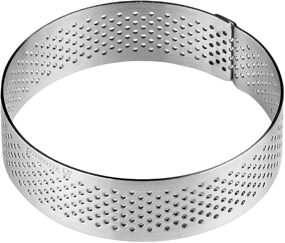 Pavoni XF9020 Perforated Round Stainless Steel Tart Ring 3/4" High (3-1/2")